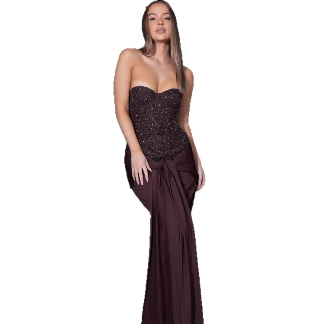 Damen Abendkleid mit glamourösem Korsettdesign und fließendem Rock EB