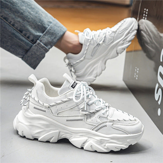 Damen modische Chunky Sneakers mit atmungsaktiver Oberflächenstruktur und verstärktem Fersenbereich EB