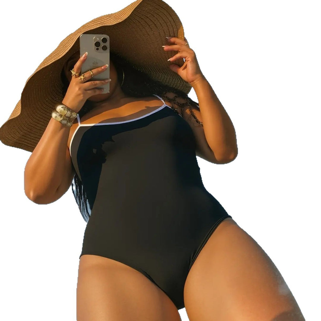 Damen Einteiler Badeanzug mit dekorativem Rückendesign EB