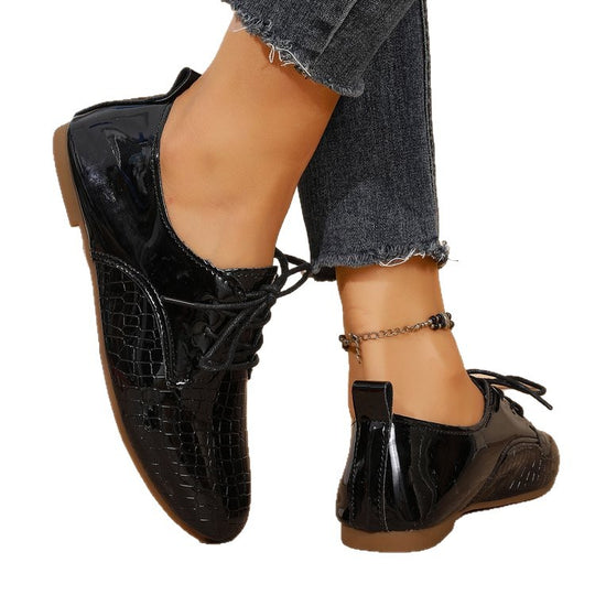 Damen Schnürschuhe im schimmernden Lackdesign mit Rautenprägung EB