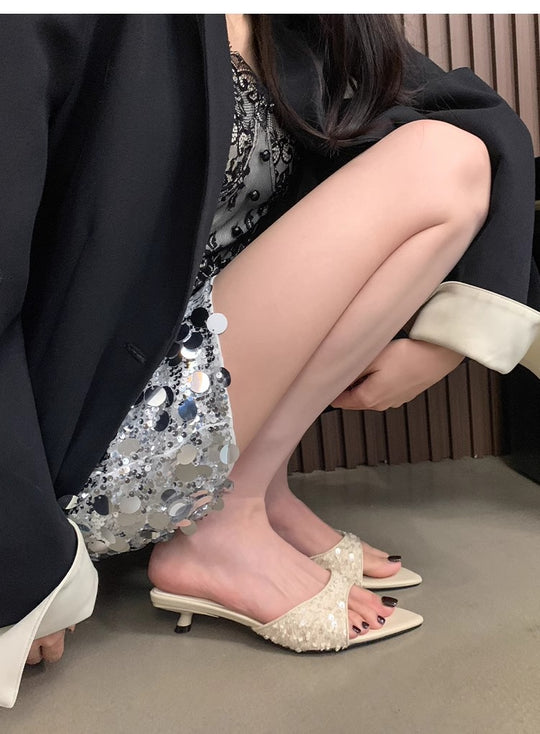 Damen glamouröse High Heel Mules EB
