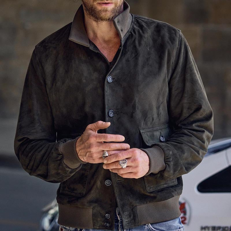 Herren elegante Wildlederjacke mit modernen Details EB