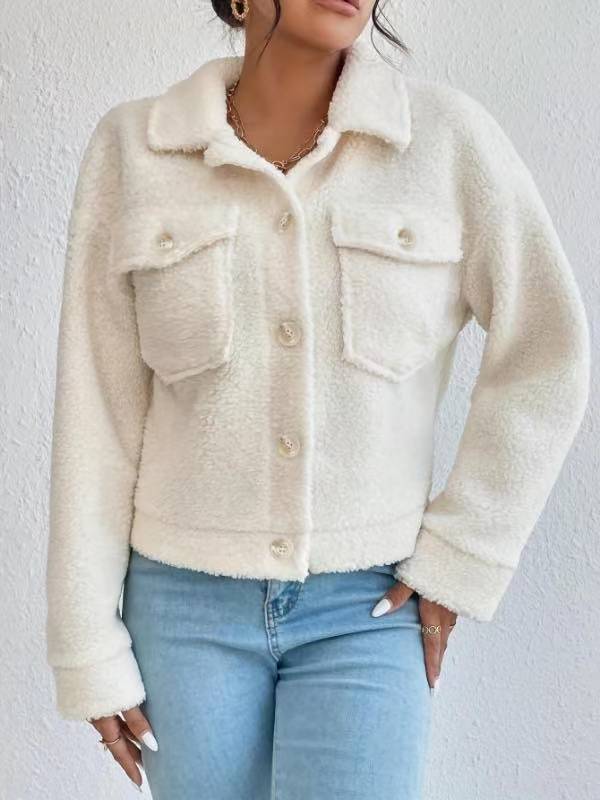 Damen Kuschelige und modische Fleecejacke mit praktischen Taschen EB