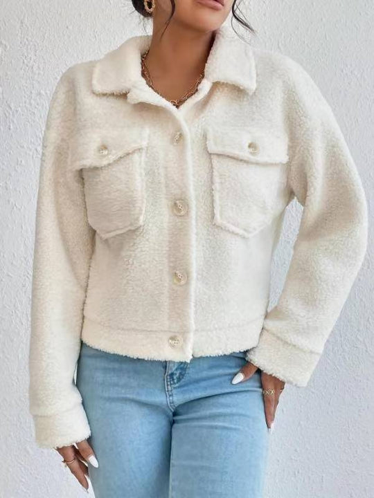 Damen Kuschelige und modische Fleecejacke mit praktischen Taschen EB