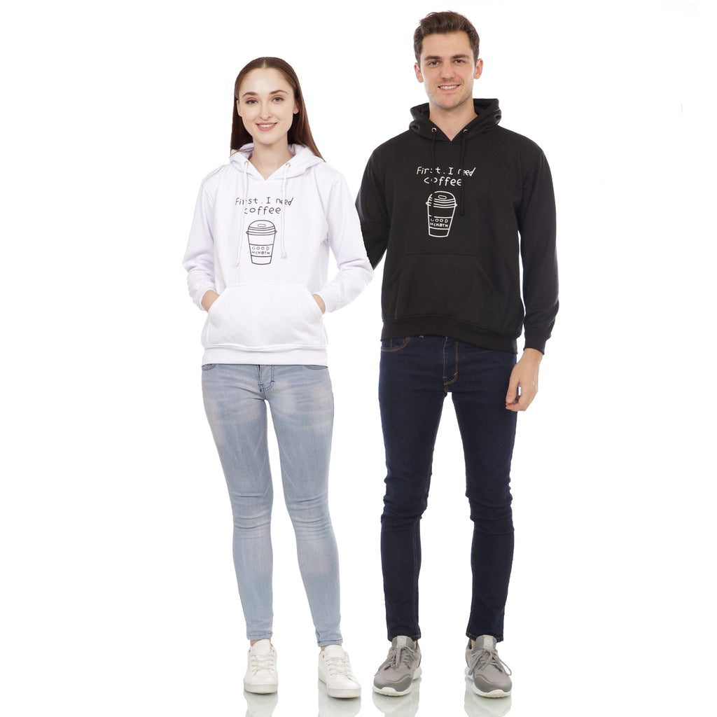Unisex nan lässiger Kapuzenpullover mit Coffee-To-Go Grafik, Kängurutasche und verstellbarer Kapuze EB