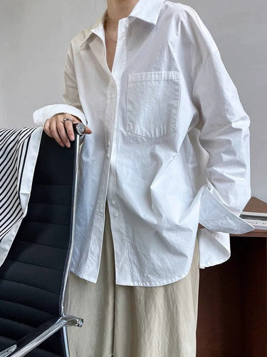 Damen lockere Baumwollbluse mit oversized Schnitt und eleganten Details EB
