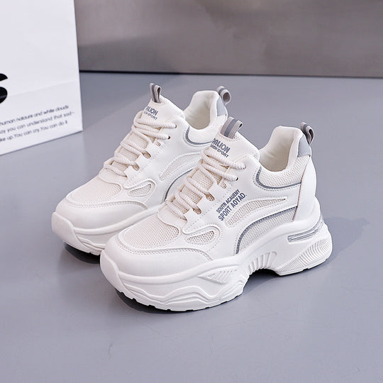 Damen Modische Sneakers mit dicker Plattform und atmungsaktiver Oberseite EB