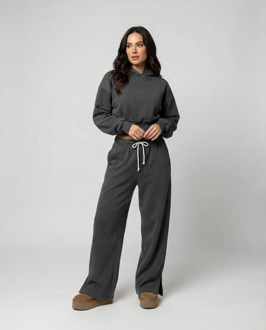 Damen Crop-Hoodie und Jogginghose Set EB