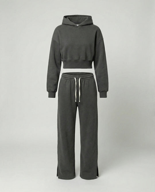 Damen Crop-Hoodie und Jogginghose Set EB