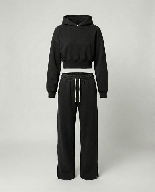 Damen Crop-Hoodie und Jogginghose Set EB
