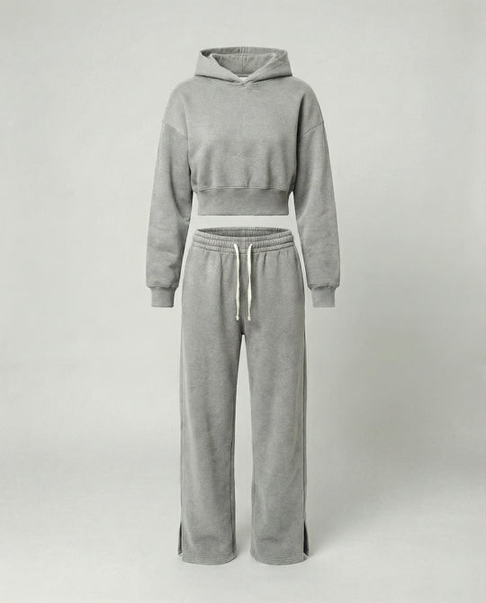 Damen Crop-Hoodie und Jogginghose Set EB