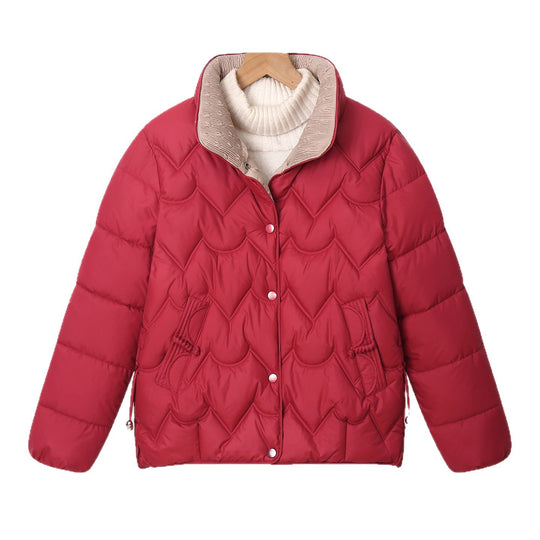 Damen Komfortable gesteppte Jacke mit hohem Kragen und Reißverschlusstaschen EB