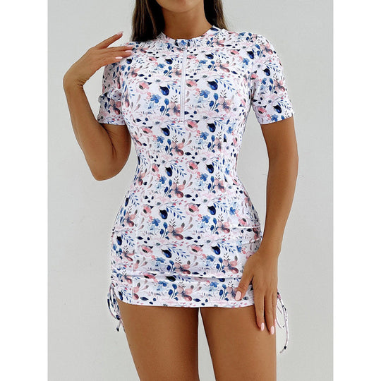 Damen Surfanzug mit stylischem Blumenmuster und kurzem Arm EB