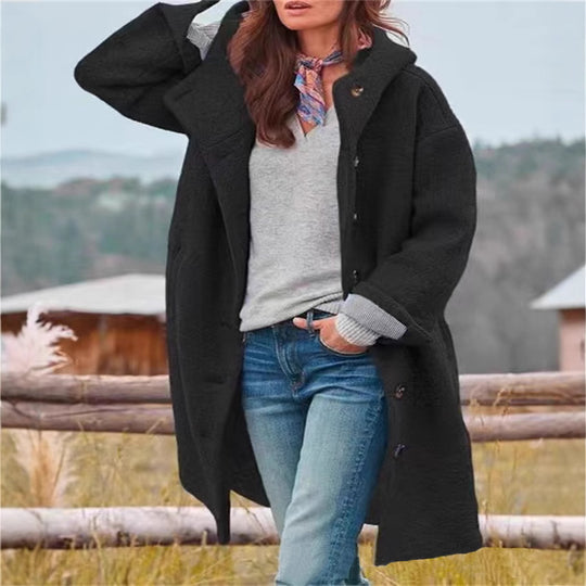 Damen Oversized Wollmantel mit sportlichem Schnitt und großen Taschen EB