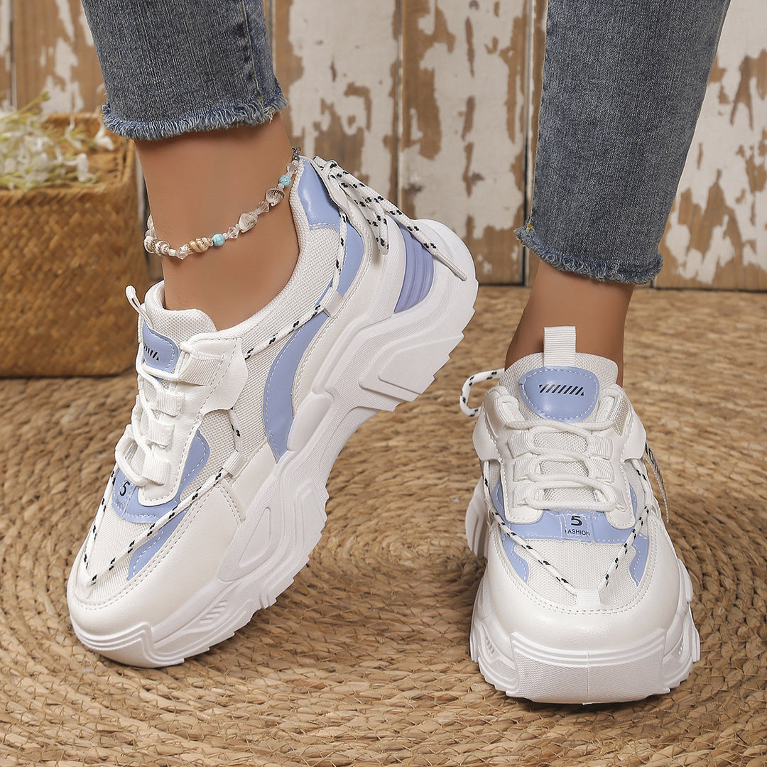 Damen Trendige und bequeme Chunky Sneaker mit atmungsaktivem Mesh-Obermaterial EB