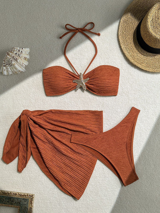 Damen Bandeau-Bikini mit schickem Wickeltuch EB