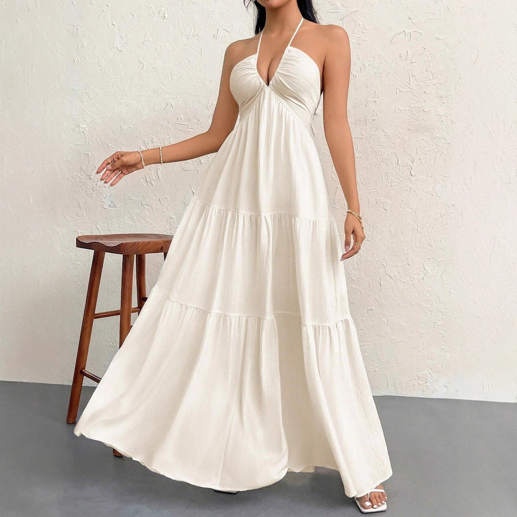 Damen Maxikleid mit schulterfreiem Design und Faltenwurf EB