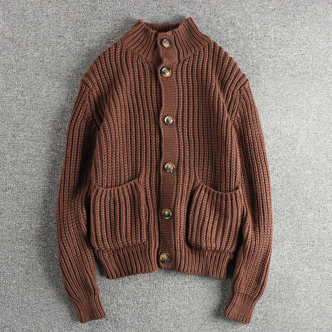 Damen Strickjacke mit großen Taschen und Knopfverschluss EB