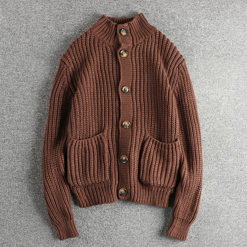Damen Strickjacke mit großen Taschen und Knopfverschluss EB