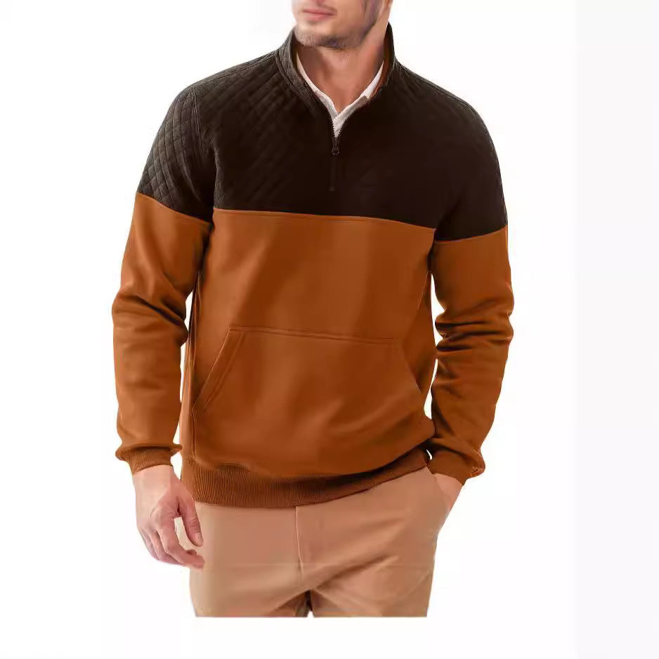Herren Stepppullover mit hohem Kragen und praktischer Kängurutasche EB