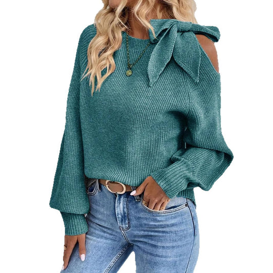 Damen lässiger Pullover mit besonderem Schulterdesign EB