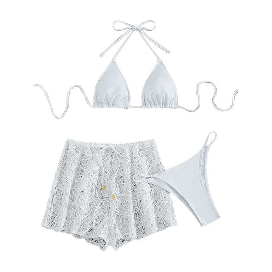 Damen Strandshorts mit eleganter Spitze und Kordelzug EB