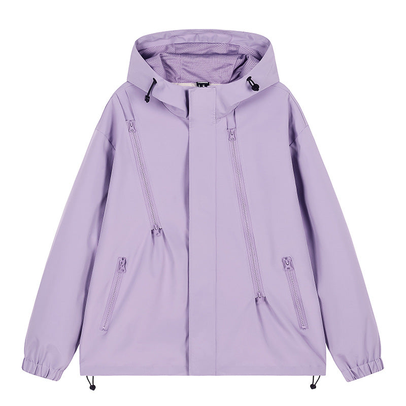 Herren nan technische Kapuzenjacke mit wasserabweisendem Softshell, schrägen Reißverschlusstaschen und verstellbarem Saum EB