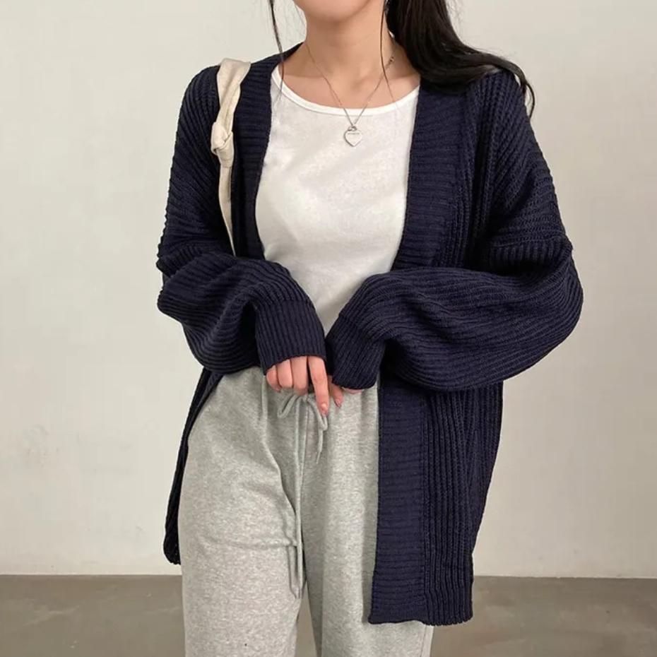 Damen Übergröße Strickjacke mit weit geschnittenen Ärmeln und strukturierter Textur EB