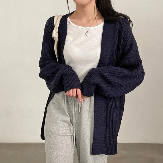 Damen Übergröße Strickjacke mit weit geschnittenen Ärmeln und strukturierter Textur EB