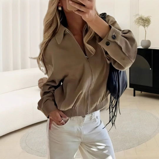 Damen modische Blousonjacke mit praktischen Taschen EB