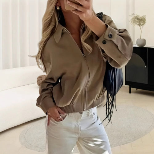 Damen modische Blousonjacke mit praktischen Taschen EB