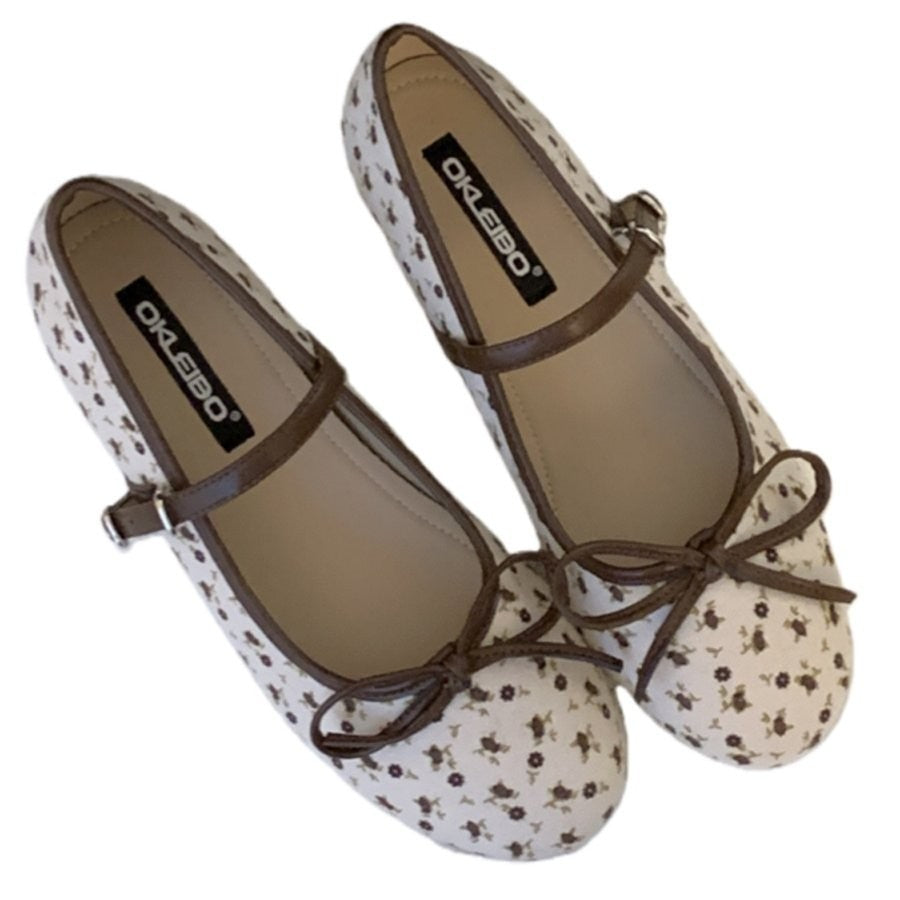 Damen Ballerinas mit zartem Riemchen und Blumenmuster EB