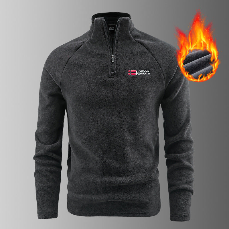 Herren wärmender Microfleece-Troyer mit Halbreißverschluss, ergonomischen Raglanärmeln und kuscheliger Innenstruktur EB