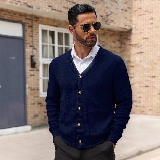 Herren Modischer Strickcardigan mit praktischen Taschen und einzigartiger Textur EB