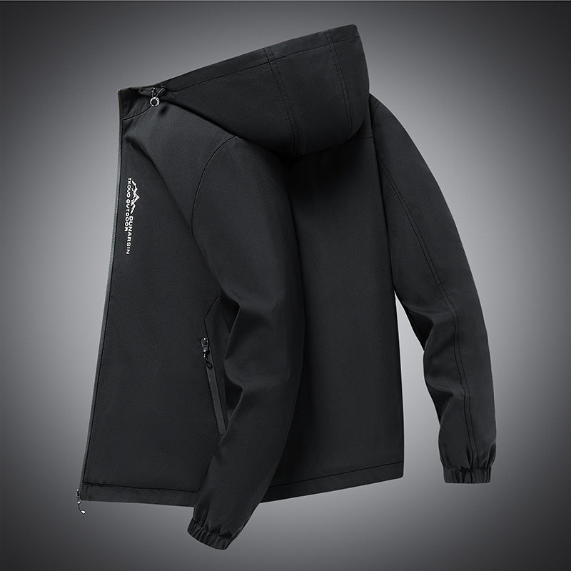 Herren winddichte Softshelljacke mit verstellbarer Kapuze, wasserabweisender Membran und sicheren Reißverschlusstaschen EB