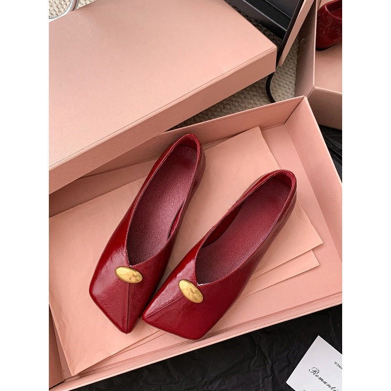 Damen Klassische Ballerinas mit modischem Knopf EB