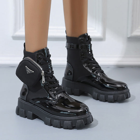 Damen High-Top Stiefel mit robustem Sohlendesign und praktischem Reißverschluss EB