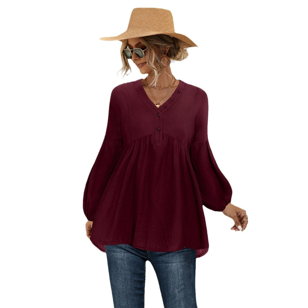 Damen Blusenshirt mit Knopfdetails und lockerer Passform EB