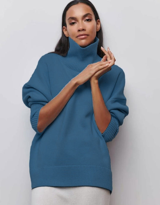 Damen Oversized Rollkragenpullover aus weichem Strick EB