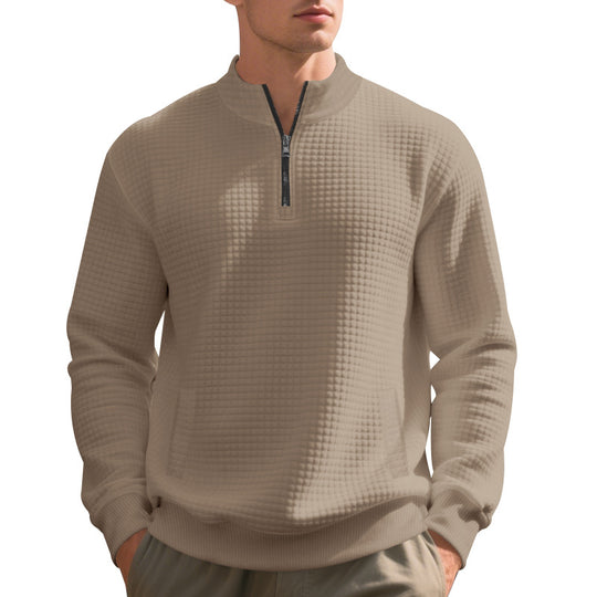 Herren Sweatshirt mit halbem Reißverschluss und strukturiertem Design EB