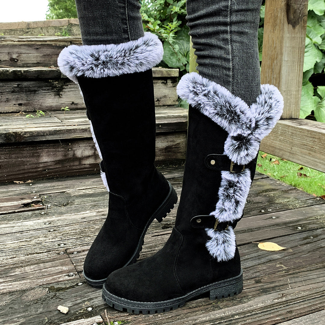 Damen Winterstiefel mit kuscheligem Kunstfellkragen und rutschfester Sohle EB