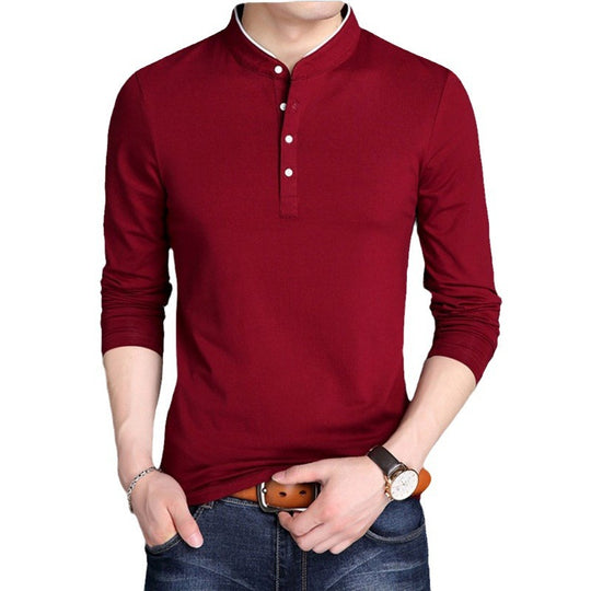 Herren Langarm-Henley-Shirt mit modernem Schnitt und hochwertiger Baumwolle EB
