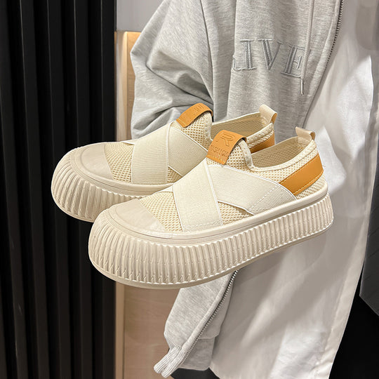 Damen Bequeme Slip-On Sneakers mit flexiblem Strickoberteil EB