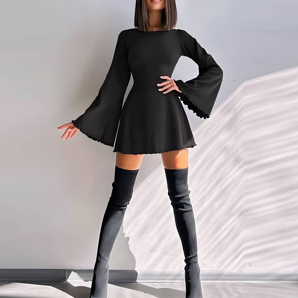 Damen A-Linien Minikleid mit ausgestellten Trompetenärmeln und taillierter Silhouette Eichborn Berlin