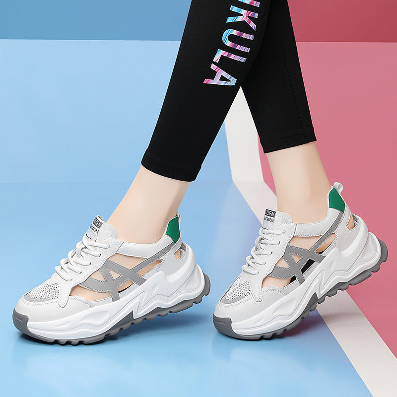 Damen Modische und komfortable Sneakers mit atmungsaktivem Mesh-Heel und stoßdämpfendem Fußbett EB