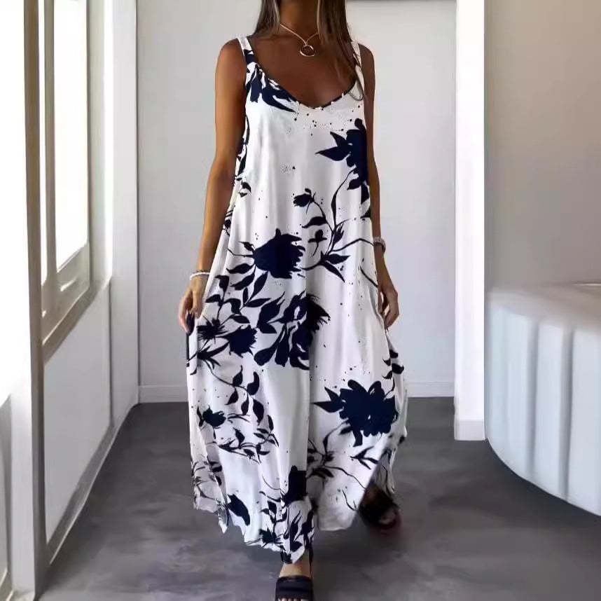 Damen Maxikleid mit floralem Design und fließendem Schnitt EB