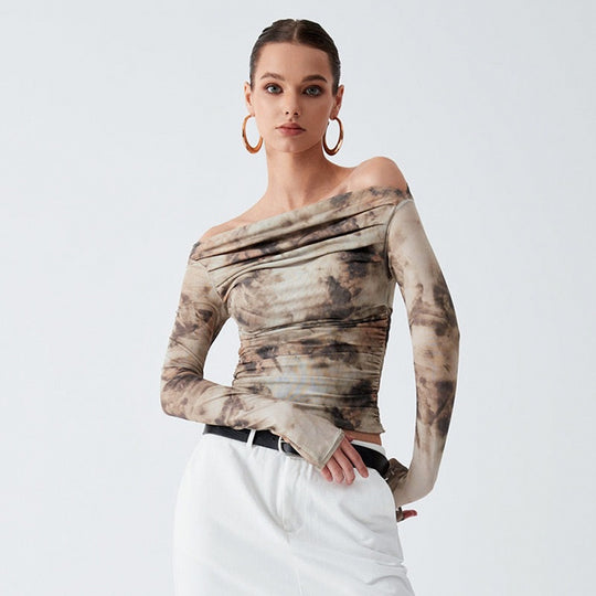 Damen Elegantes Off-Shoulder Oberteil mit drapiertem Design EB