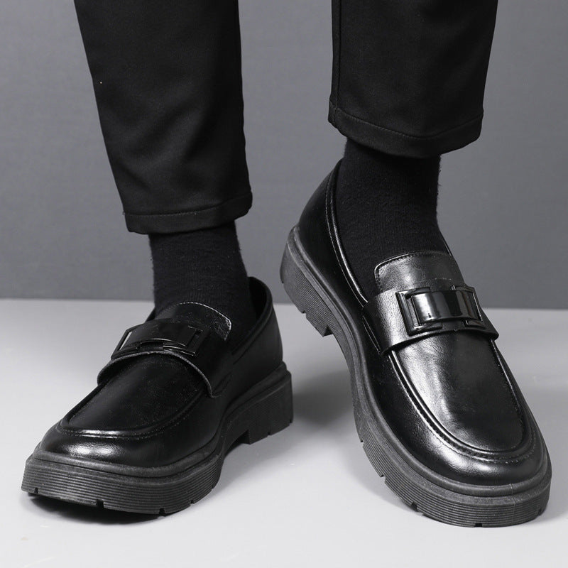 Herren Elegante Leder Slipper mit modischer Schnalle EB