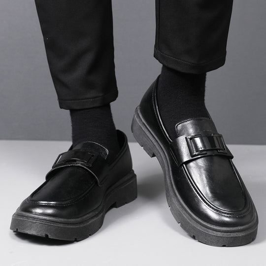Herren Elegante Leder Slipper mit modischer Schnalle EB