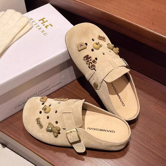 Damen Clogs mit modischem Riemendesign und verspieltem Dekor EB